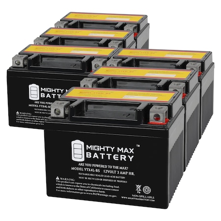 YTX4L-BS 12V 3Ah Replacement Battery Compatible With Shotgun CTX4L-BS - 6PK